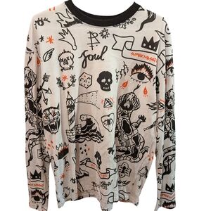 Graphic Print Men's Sweater - Black and White